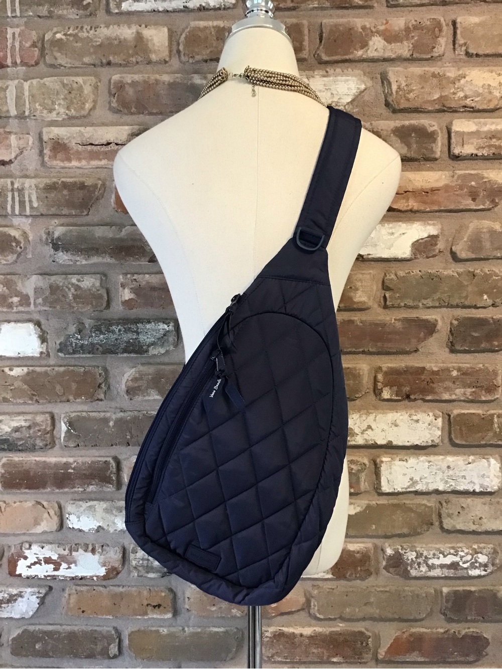 Vera Bradley Women's Ultralight Essential Scroll Navy Quilted Sling Backpack - Picture 3 of 10